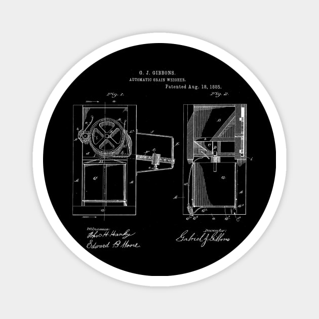 Automatic Grain Weigher Vintage Patent Hand Drawing Magnet by TheYoungDesigns